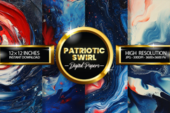 Patriotic Swirl Digital Papers - Patriotic Texture Product Image 2