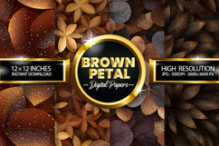 Seamless Brown Petal Glitter Digital Papers - 04 Variations Product Image 1