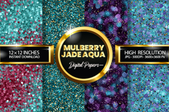 Mulberry Jade Aqua Glitter Digital Papers - 04 Varitions Product Image 1