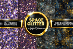 Space Glitter Digital Papers - 04 Variations Product Image 1