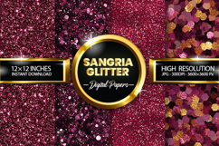Sangria Glitter Digital Papers - 04 Variations Product Image 1
