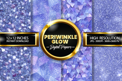 Periwinkle Glow Glitter Digital Papers - 04 Variations Product Image 1