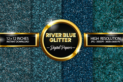 River Blue Glitter Digital Papers - 04 Variations Product Image 1