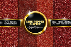 Chili Pepper Glitter Digital Papers - 04 Variations Product Image 1