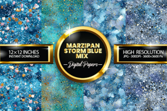 Marzipan Storm Blue Glitter Digital Papers - 04 Variations Product Image 1