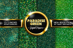 Paradise Green Glitter Digital Papers - 04 Variations Product Image 1