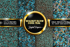 Walnut Glow Cool Teal Glitter Digital Papers - 04 Varitions Product Image 1