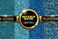 Maya Blue Glitter Digital Papers - 04 Variations Product Image 1