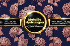 Metallic Hydrangea Digital Papers - 04 Variations Product Image 1