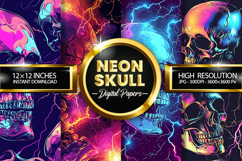 Neon Skull Digital Papers - 04 Variation Product Image 1