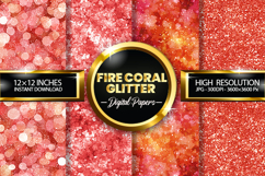 Fire Coral Glitter Digital Papers - 04 Variations Product Image 1