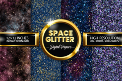 Space Glitter Digital Papers - 04 Variations Product Image 1