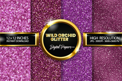Wild Orchid Glitter Digital Papers - 04 Variations Product Image 1