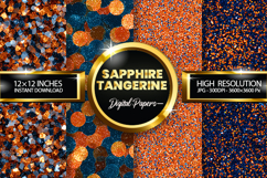 Sapphire Tangerine Glitter Digital Papers - 04 Varitions Product Image 1