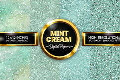 Mint Cream Glitter Digital Papers - 04 Variations Product Image 1