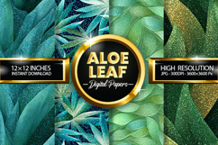 Aloe Leaf Glitter Digital Papers - 04 Variations Product Image 1