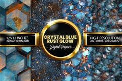 Crystal Blue Rust Glow Glitter Digital Papers - 04 Variation Product Image 1