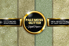 Pale Moss Glitter Digital Papers - 04 Variations Product Image 1