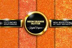 Neon Orange Glitter Digital Papers - 04 Variations Product Image 1