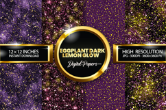 Eggplant Dark Lemon Glow Glitter Digital Papers Product Image 1
