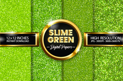 Slime Green Glitter Digital Papers - 04 Variations Product Image 1