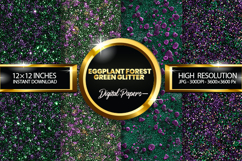 Eggplant Forest Green Glitter Digital Papers - 04 Variatio Product Image 1