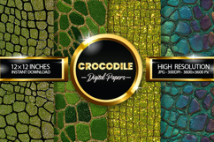 Crocodile Glitter Digital Papers - 04 Variations Product Image 1