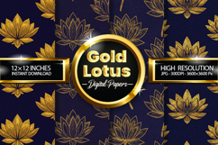 Gold Lotus Digital Papers - 04 Variations Product Image 1