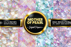 Mother of Pearl Glitter Digital Papers - 04 Variations Product Image 1