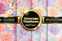 Watercolor Chrysanthemum Digital Papers - 04 Variations Product Image 1