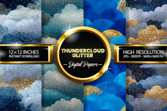 Thundercloud Glitter Digital Papers - 04 Variations Product Image 1