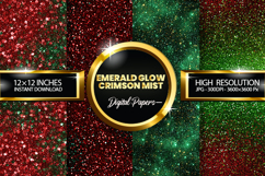 Emerald Glow Crimson Mist Glitter Digital Papers Glitter Product Image 1