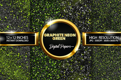 Graphite Neon Green Glitter Digital Papers -04 varitions Product Image 1