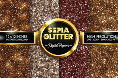 Sepia Glitter Digital Papers - 04 Variations Product Image 1