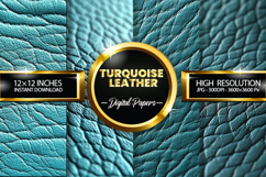 Turquoise Leather Digital Papers - 04 Variation Product Image 1