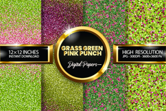 Grass Green Pink Punch Glitter Digital Papers Product Image 1