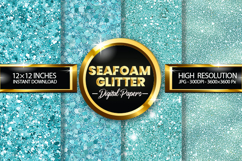 Cool Seafoam Glitter Digital Papers - 04 Variations Product Image 1