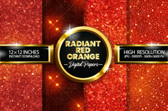 Radiant Red Orange Glitter Digital Papers - 04 Variations Product Image 1
