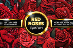 Red Roses Digital Papers - 04 Variations Product Image 1