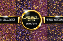 Deep Grape Golden Apricot Digital Papers - 04 Varitions Product Image 1
