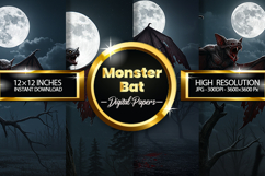 Monster Bat Digital Papers - 04 Variations Product Image 1