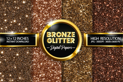 Bronze Glitter Digital Papers - 04 Variations Product Image 1