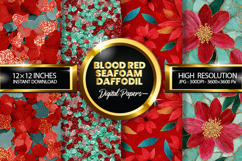 Blood Red Seafoam Daffodil Glitter Digital Papers Product Image 1