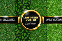 Leaf Green Glitter Digital Papers - 04 Variations Product Image 1