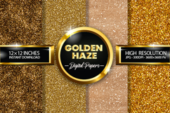 Golden Haze Glitter Digital Papers - 04 Variations Product Image 1
