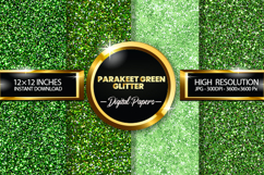 Parakeet Green Glitter Digital Papers - 04 Variations Product Image 1