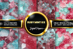 Ruby Mint Ice Glitter Digital Papers - 04 Varitions Product Image 1
