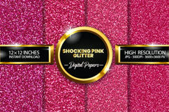 Shocking Pink Glitter Digital Papers - 04 Variations Product Image 1