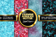Carmine Aqua Ice Glitter Digital Papers - 04 Variations Product Image 1
