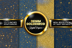 Denim Goldenrod Glitter Digital Papers - 04 Variations Product Image 1